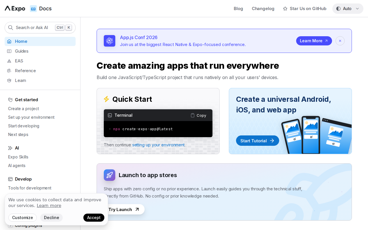 Expo Documentation screenshot