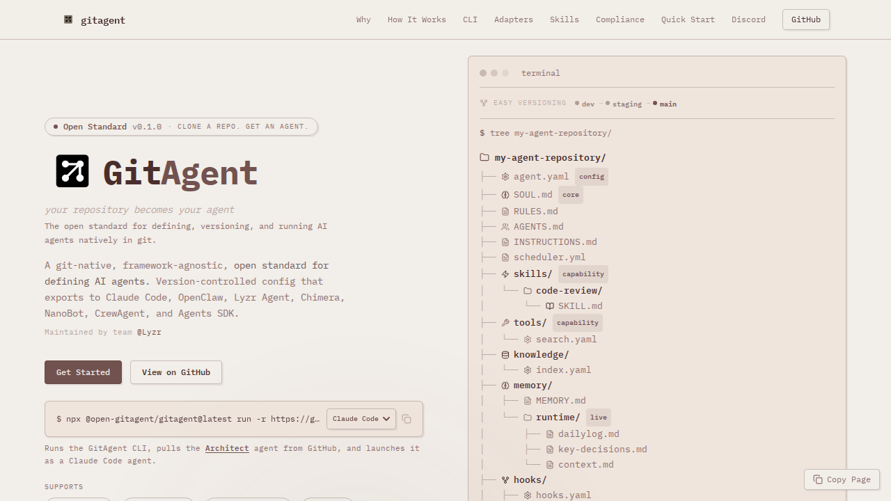 GitAgent — The Open Standard for Git-Native AI Agents screenshot