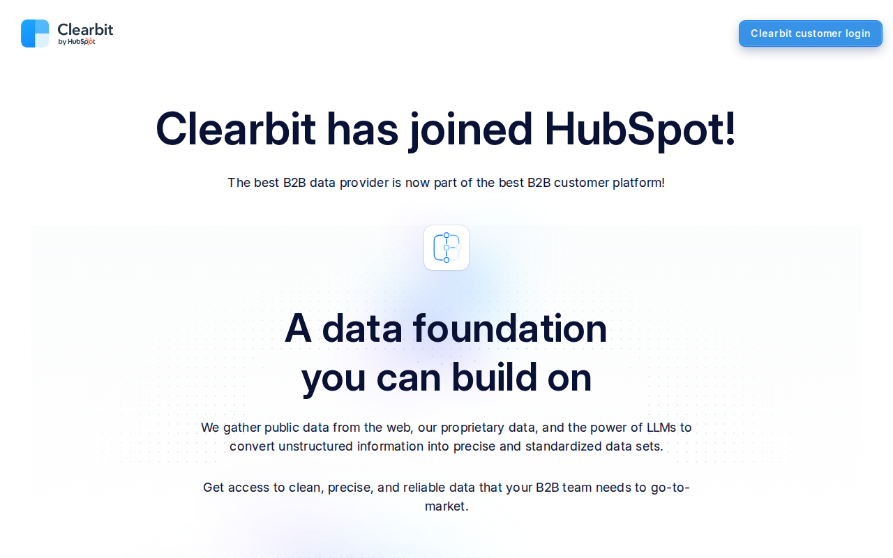 Clearbit has joined HubSpot screenshot